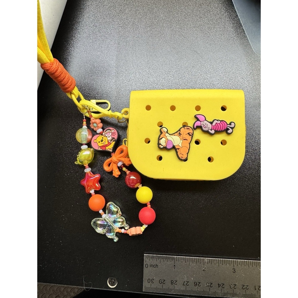 Crocs Charm Coin Purse‎ Yellow Bogg Bag Kibbutz Set 4 Beaded Strap Case
